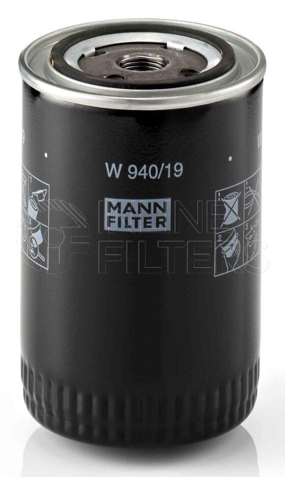 Mann W 940/19. FILTER-Lube(Brand Specific) Product – Brand Specific Mann – Spin On Product Spin on lube filter Filter Removal Tool FMH-LS9 Removal Tool Kit FMH-LSK01-9