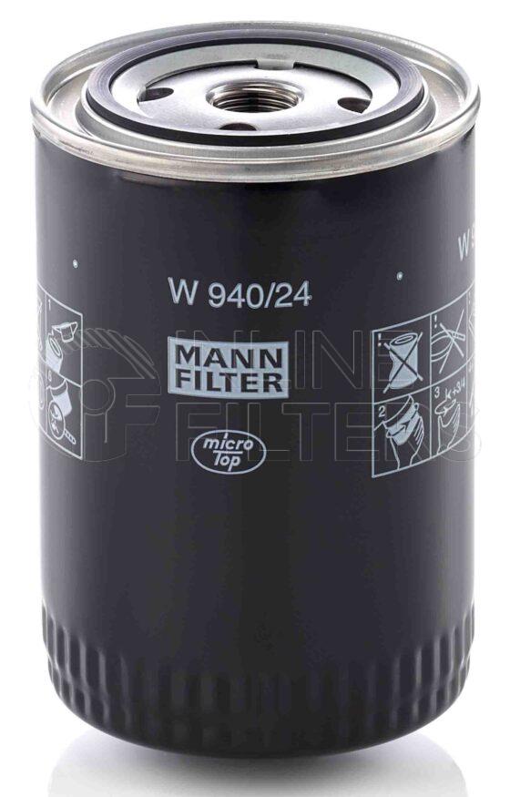 Mann W 940/24. FILTER-Lube(Brand Specific) Product – Brand Specific Mann – Spin On Product Spin on lube filter Filter Removal Tool FMH-LS9 Removal Tool Kit FMH-LSK01-9