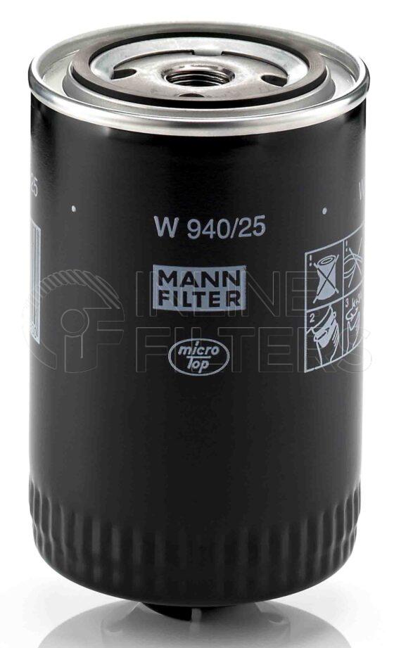 Mann W 940/25. FILTER-Lube(Brand Specific) Product – Brand Specific Mann – Spin On Product Spin on lube filter Filter Removal Tool FMH-LS9 Removal Tool Kit FMH-LSK01-9