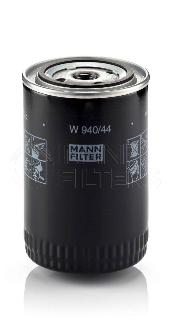 Mann W 940/44. Lube Filter Product – Brand Specific Mann – Spin On Product Spin on lube filter Filter Removal Tool FMH-LS9 Removal Tool Kit FMH-LSK01-9