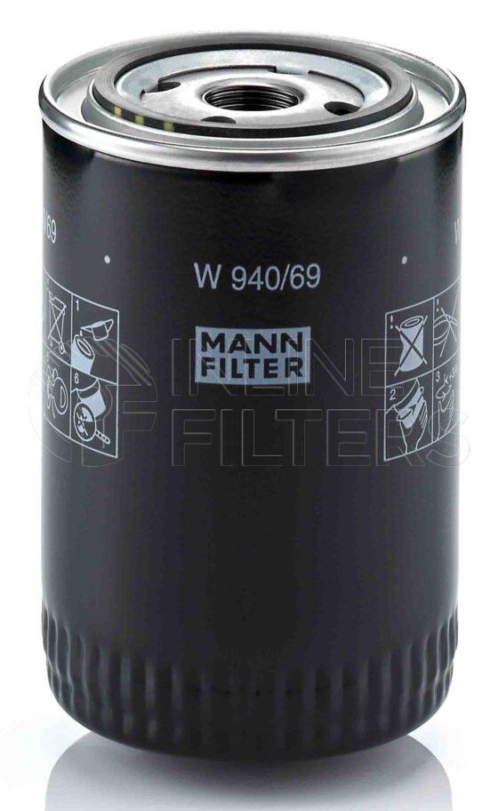 Mann W 940/69. FILTER-Lube(Brand Specific) Product – Brand Specific Mann – Spin On Product Spin on lube filter Filter Removal Tool FMH-LS9 Removal Tool Kit FMH-LSK01-9