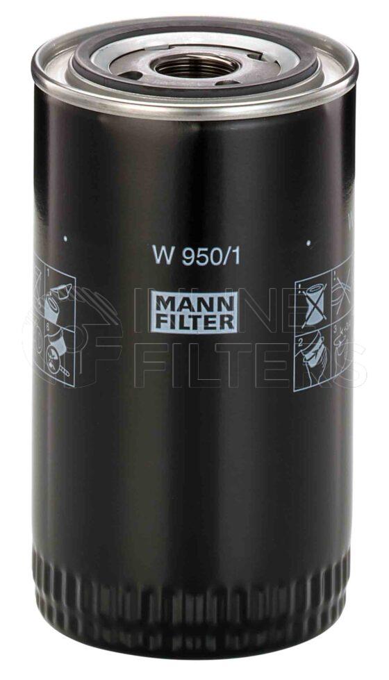 Mann W 950/1. FILTER-Lube(Brand Specific) Product – Brand Specific Mann – Spin On Product Spin on lube filter Filter Removal Tool FMH-LS9 Removal Tool Kit FMH-LSK01-9