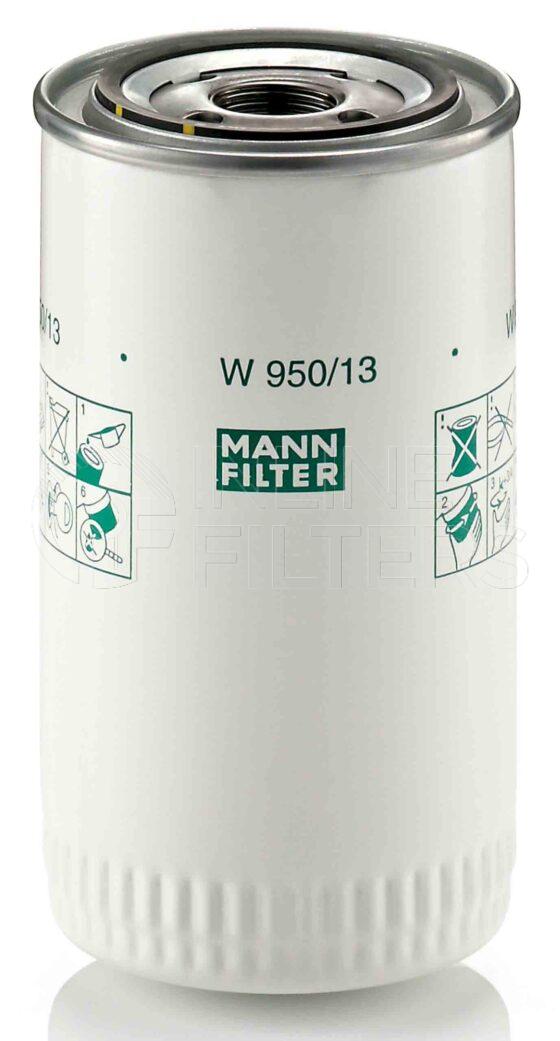 Mann W 950/13. FILTER-Hydraulic(Brand Specific) Product – Brand Specific Mann – Spin On Product Spin on lube filter Filter Removal Tool FMH-LS9 Removal Tool Kit FMH-LSK01-9