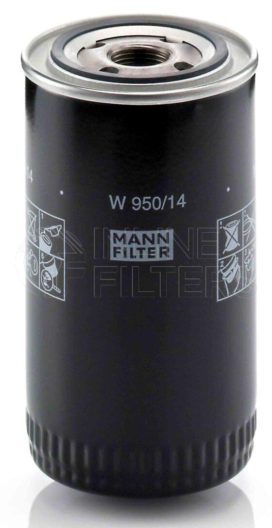 Mann W 950/14. FILTER-Lube(Brand Specific) Product – Brand Specific Mann – Spin On Product Spin on lube filter Filter Removal Tool FMH-LS9 Removal Tool Kit FMH-LSK01-9