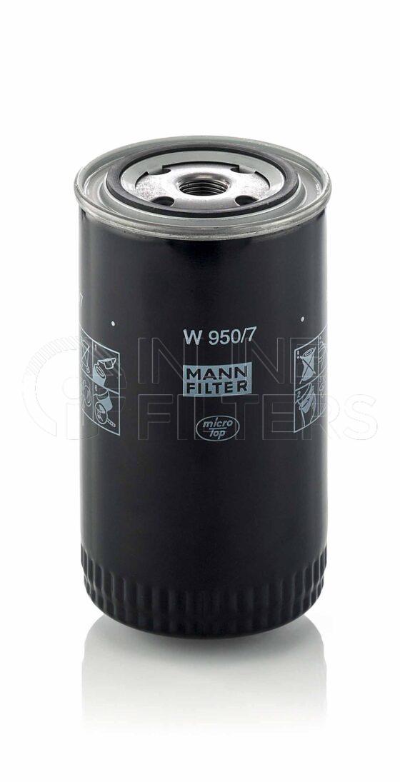 Mann W 950/7. Lube Filter Product – Brand Specific Mann – Spin On Product Spin on lube filter Filter Removal Tool FMH-LS9 Removal Tool Kit FMH-LSK01-9
