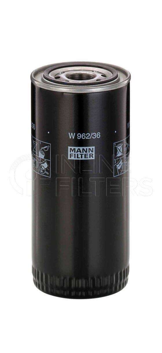 Mann W 962/36. Lube Filter Product – Brand Specific Mann – Spin On Product Spin on lube filter Filter Removal Tool FMH-LS9 Removal Tool Kit FMH-LSK01-9