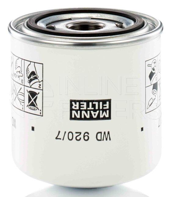 Mann WD 920/7. Filter Type: Lube.